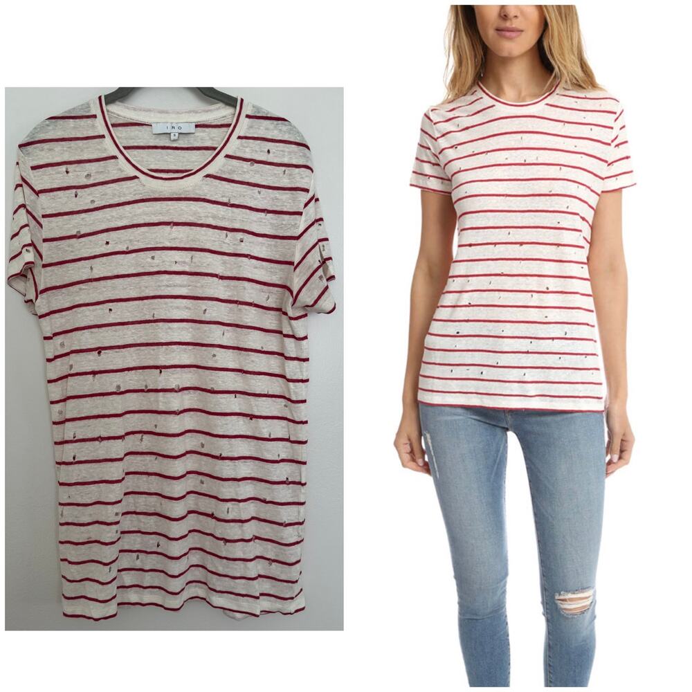 IRO Mina Tee in Ecru/Red